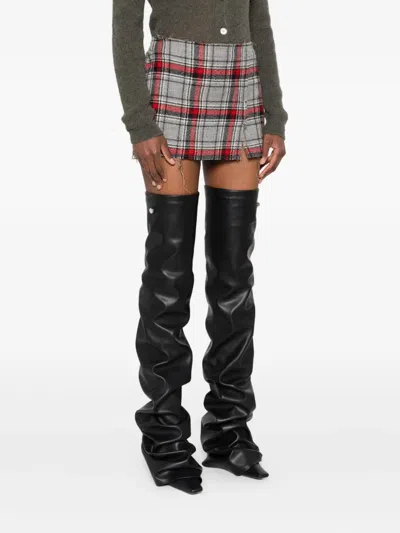 R13 Plaid Frayed Mini Skirt In Multi