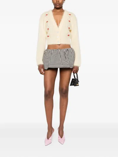 Alessandra Rich V-neck Cropped Cardigan In White