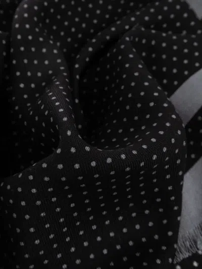 Emporio Armani Polka Dot Printed Frayed Edge Scarf In Black