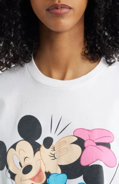 Junk Food Mickey & Minnie Kiss Cotton Graphic T-shirt In White