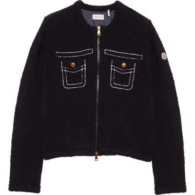 Moncler Trompe L'oeil Bouclé Knit & Down Cardigan