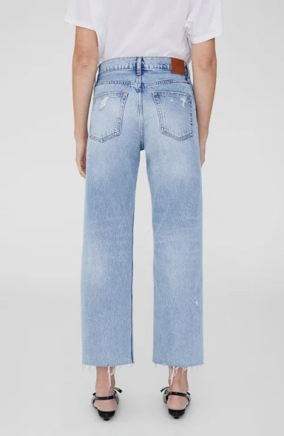 Anine Bing Gavin Blue Reservoir High Waist Distressed Nonstretch Ankle Jeans In Blue