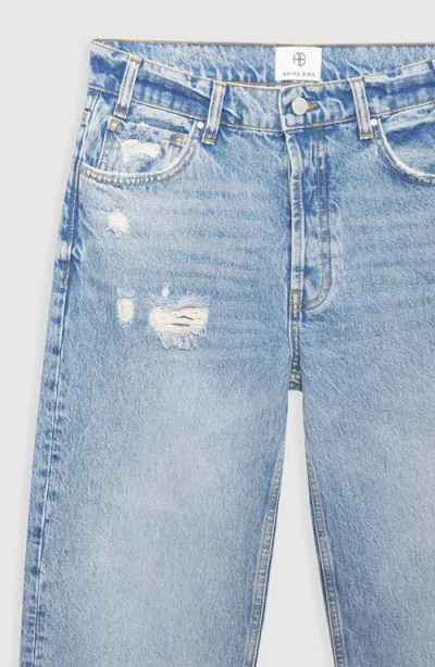 Anine Bing Gavin Blue Reservoir High Waist Distressed Nonstretch Ankle Jeans In Blue