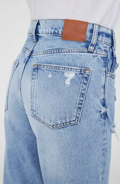Anine Bing Gavin Blue Reservoir High Waist Distressed Nonstretch Ankle Jeans In Blue