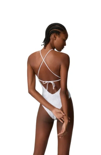 Missoni Zig Zag Lamé Viscose One-piece Swimsuit With Halter Neck