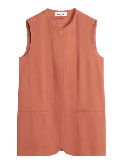 Lanvin Sleeveless Jacket In Wool And Viscose In Brown