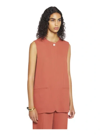 Lanvin Sleeveless Jacket In Wool And Viscose In Brown