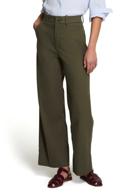 Spanx ® Wide Leg Crop Stretch Twill Pants In Green