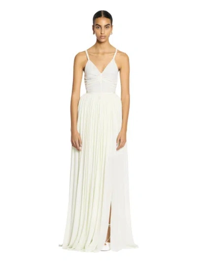 Lanvin Maxi Skirt In Silk Georgette In White