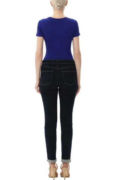 Kimi & Kai Round Neck Basic Bodysuit In Blue