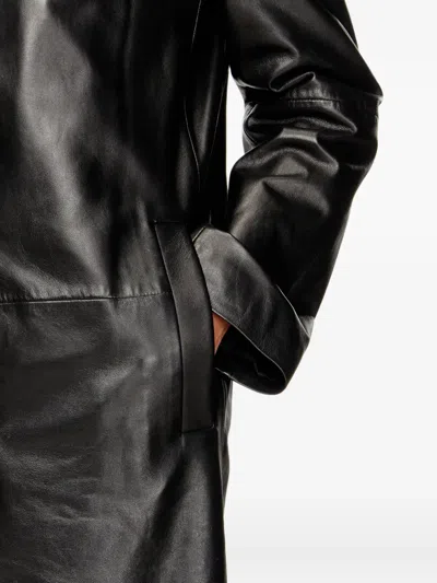 Diesel Lancelot Leather Coat In Black