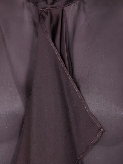 Sacai Draped Sheer High Neck Long Sleeve Dress In Purple