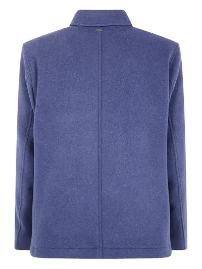 Herno Shirt Collar Field Jacket In Blue