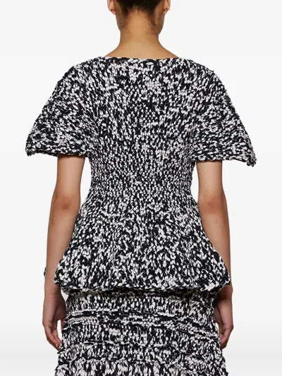 Khaite Mathilde Bubble-sleeve Peplum Top In Black