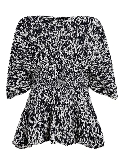 Khaite Mathilde Bubble-sleeve Peplum Top In Black