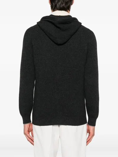 Brunello Cucinelli Cashmere Zip-up Hoodie Featuring Drawstring Hood In Black