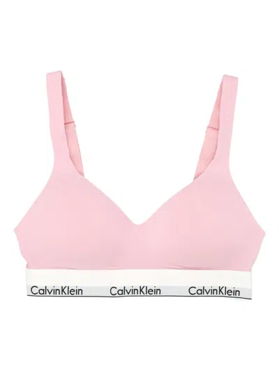 Calvin Klein Logo-band Bralette In Pink