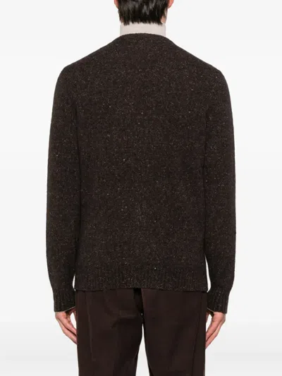 Brunello Cucinelli Dark Brown V-necked Cardigan In Brown