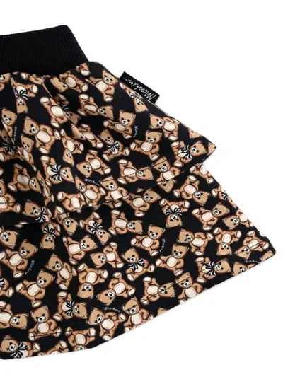 Moschino Black Skirt For Baby Girl With Teddy Bear In Brown