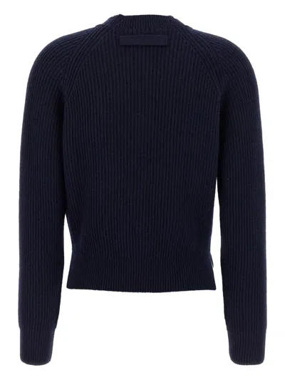 Victoria Beckham Navy Blue Stepped Hem Cardigan In Blue