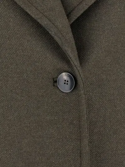 Blumarine Green Coat With Classic Lapels And Removable Collar In Green