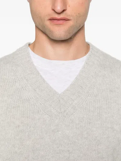 Eleventy V-neck Wool Sweater In Gray