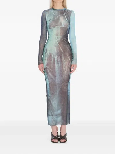 Jean Paul Gaultier Water Print Maxi Dress In Multi
