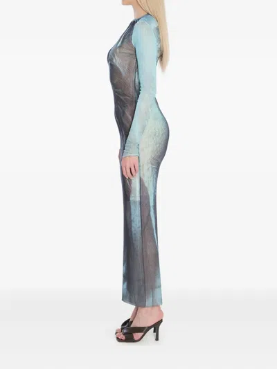 Jean Paul Gaultier Water Print Maxi Dress In Multi