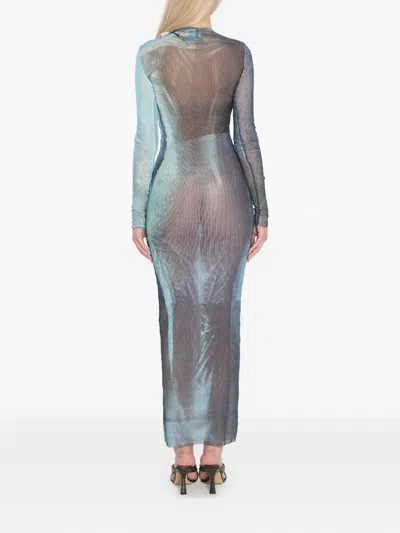 Jean Paul Gaultier Water Print Maxi Dress In Multi