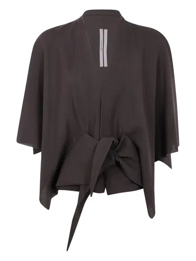 Rick Owens Tie-front Cape Top In Brown