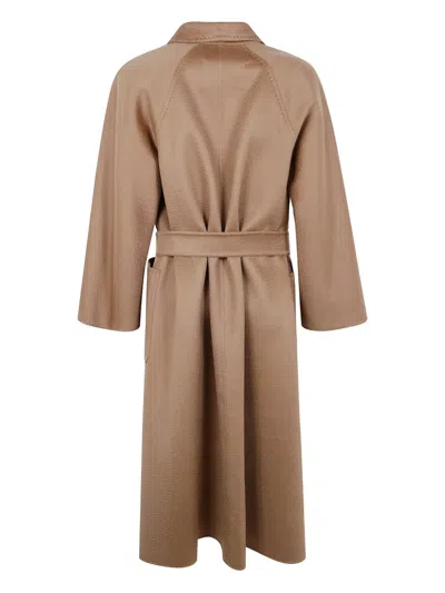 Max Mara Belted Cashmere Coat In Brown