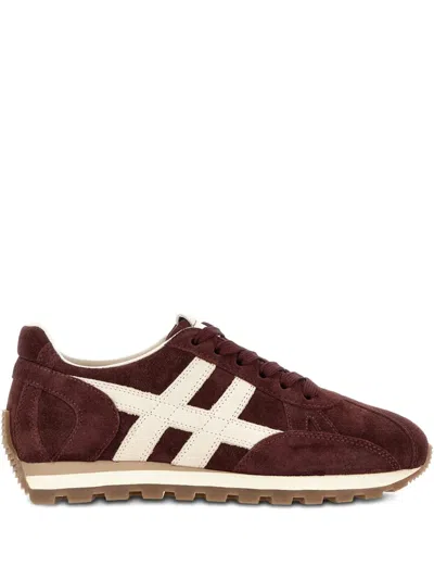 Hogan Mother Stretch Denim The Rambler Zip Heel Jeans In Burgundy