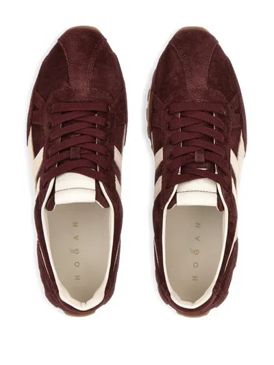 Hogan Mother Stretch Denim The Rambler Zip Heel Jeans In Burgundy