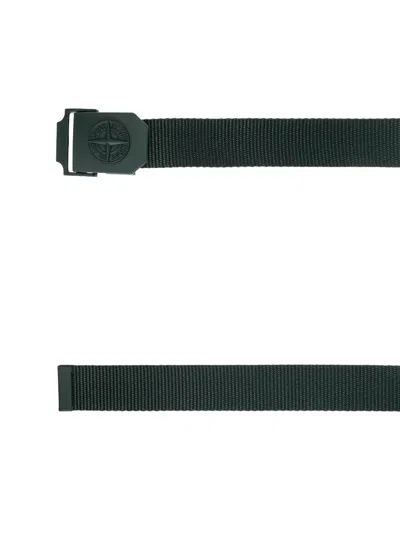 Stone Island Compass-logo Buckle Belt In Blue