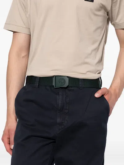 Stone Island Compass-logo Buckle Belt In Blue