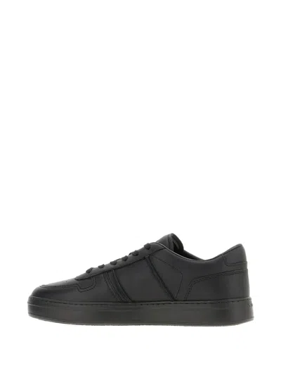 Hogan Leather Sneakers With Flat Sole And Perforated Toe Cap In Black