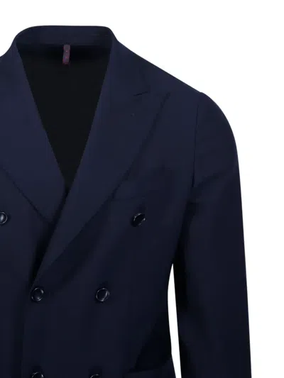 Santaniello Double-breasted Tailored Jacket In Blue