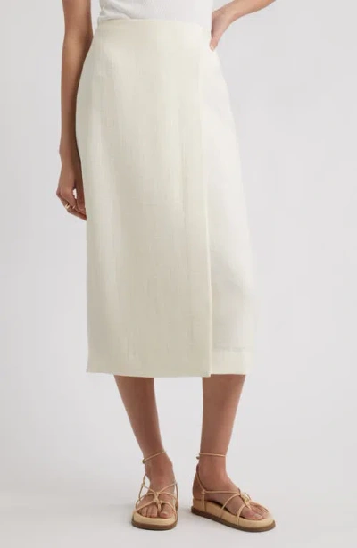 Nordstrom Textured Faux Wrap Midi Skirt In White