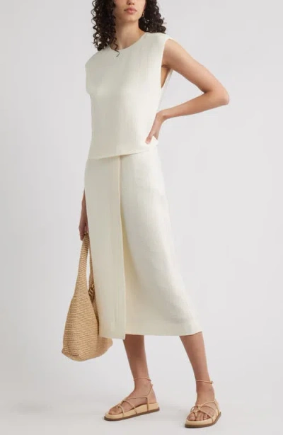 Nordstrom Textured Faux Wrap Midi Skirt In White