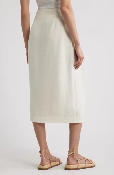 Nordstrom Textured Faux Wrap Midi Skirt In White