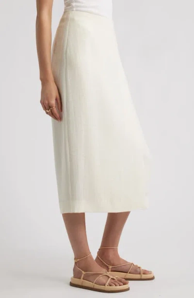 Nordstrom Textured Faux Wrap Midi Skirt In White