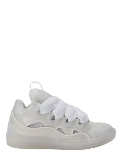 Lanvin Leather Curb Sneakers With Glitter Effect
