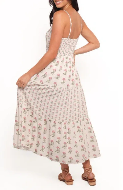 Petal And Pup Petal & Pup Echo Print Tiered Sleeveless Midi Dress In Neutral