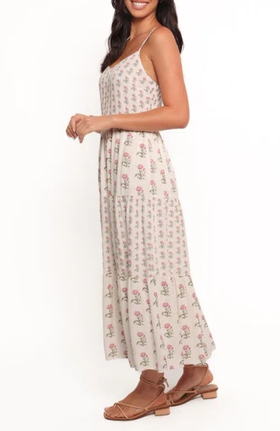 Petal And Pup Petal & Pup Echo Print Tiered Sleeveless Midi Dress In Neutral