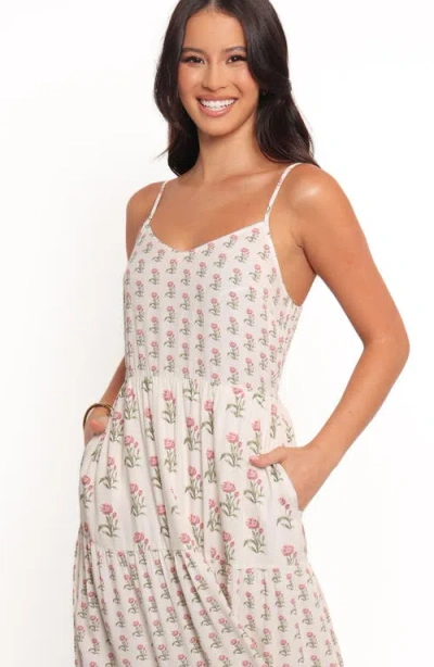 Petal And Pup Petal & Pup Echo Print Tiered Sleeveless Midi Dress In Neutral