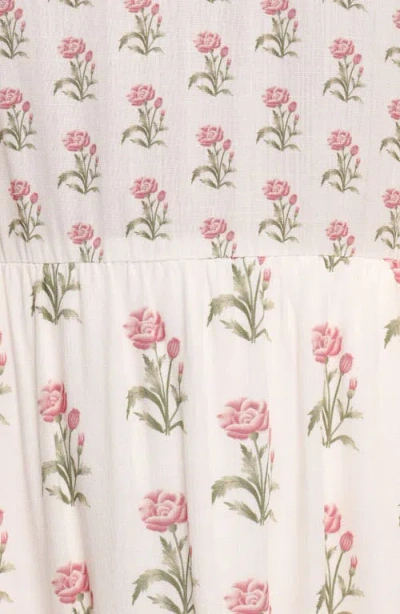 Petal And Pup Petal & Pup Echo Print Tiered Sleeveless Midi Dress In Neutral