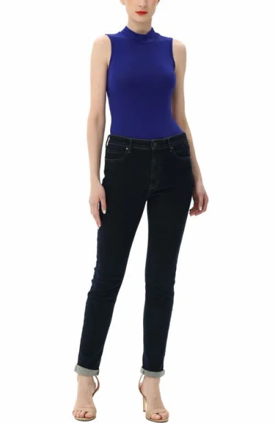 Kimi & Kai Turtleneck Sleeveless Bodysuit In Blue