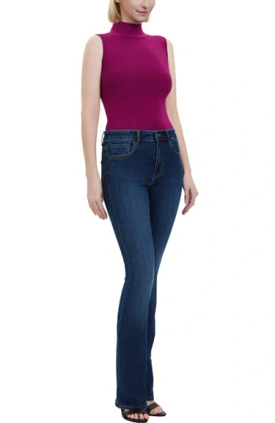 Kimi & Kai Turtleneck Sleeveless Bodysuit In Burgundy