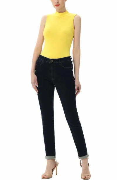Kimi & Kai Turtleneck Sleeveless Bodysuit In Yellow
