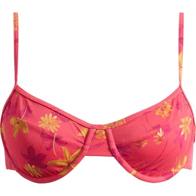 Pacsun Bonnie Floral Bralette Bikini Top In Red